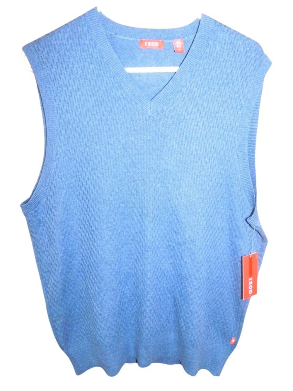 NWT IZOD Large Blue V Neck Sweater Vest Knit Golf Preppy Old Money Classic